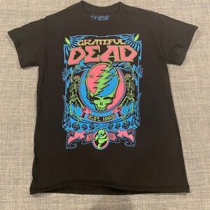 Liquid Blue Grateful Dead Steal Your Face Skeleton Graphic T-Shirt Black Small